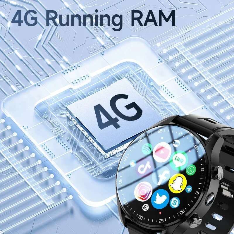 128G A7 4G Smart Watch SIM Card Dual Camera Video Call Step Tracker with Wifi GPS Waterproof Google Play Store for Men Chirldren