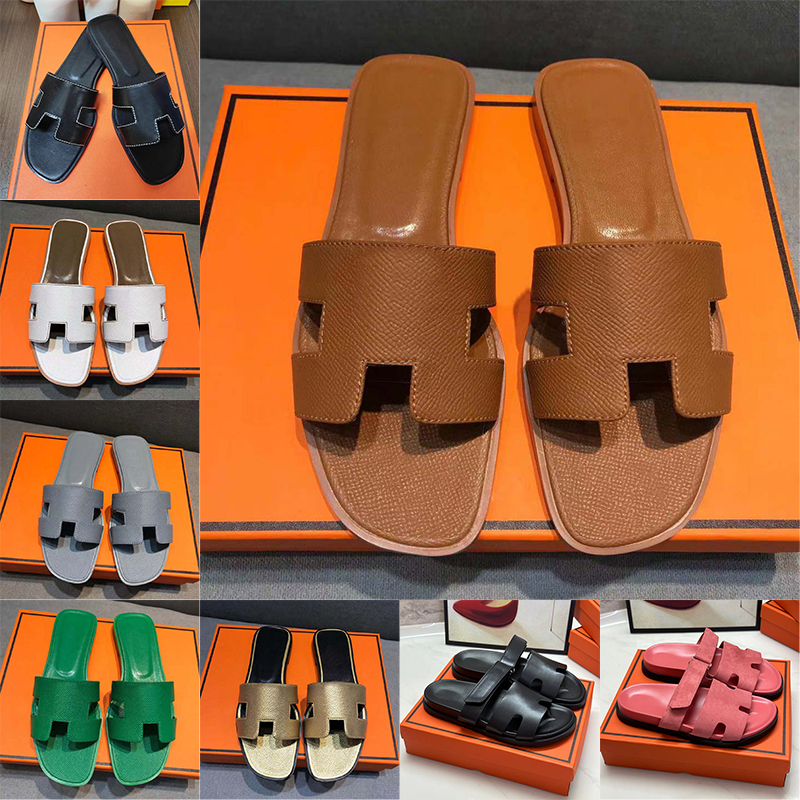 2025 women sandals designer slippers flat slides stylish sliders summer beach outdoor sandal womens lady luxury leather shoes brown black white