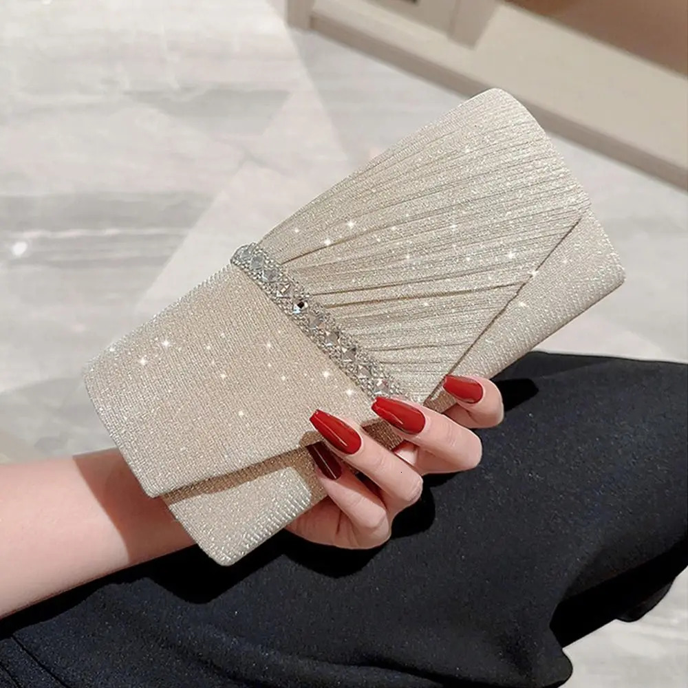 Fashionable womens sequin clutch evening bag flash banquet handbag chain shoulder dinner wedding party 250428