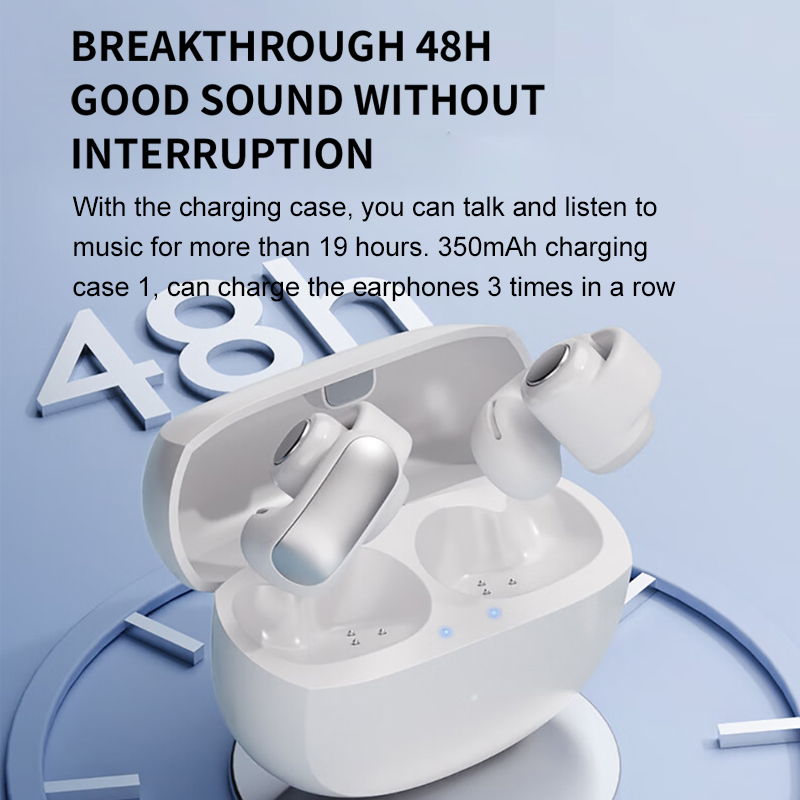 New V12 Ear Clip Earphone Wireless Bluetooth 5.3 Headphones Sports Gaming Open Headset HiFi Stereo Earbuds 350mAh Long Standby