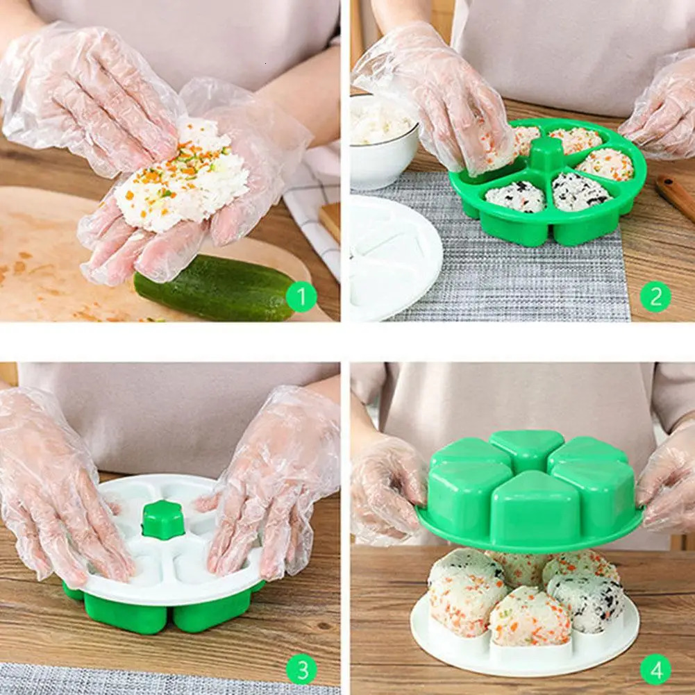 1/6 Cavity Triangle Sushi Mold Bento Onigiri Rice Ball Press Maker Non-stick Sushi Maker Tools For Seaweed Cilantro Rice Balls 250429