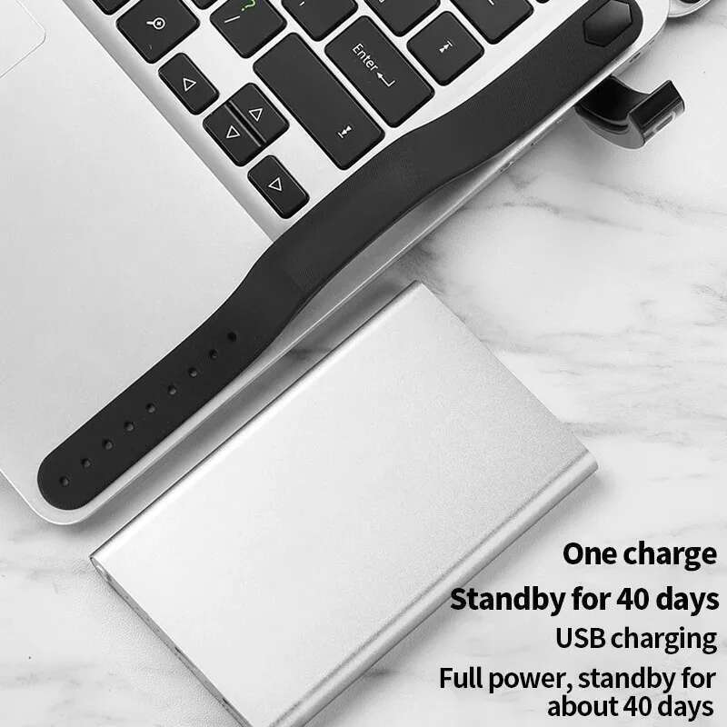 Smart Vibration Alarm Clock Reminder Sleep Monitoring 24 Hours Pedometer Rechargeable Bracelet