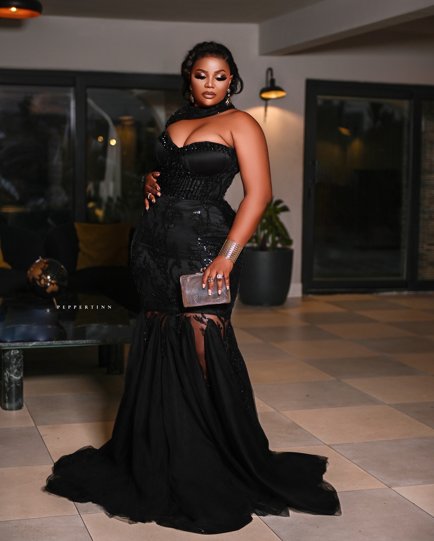 Mermaid Black Plus Size Prom Dresses 2025 Lace Beaded One Shoulder Vintage Evening Formal Party Second Birthday Engagement Gowns Dress For Special Occ