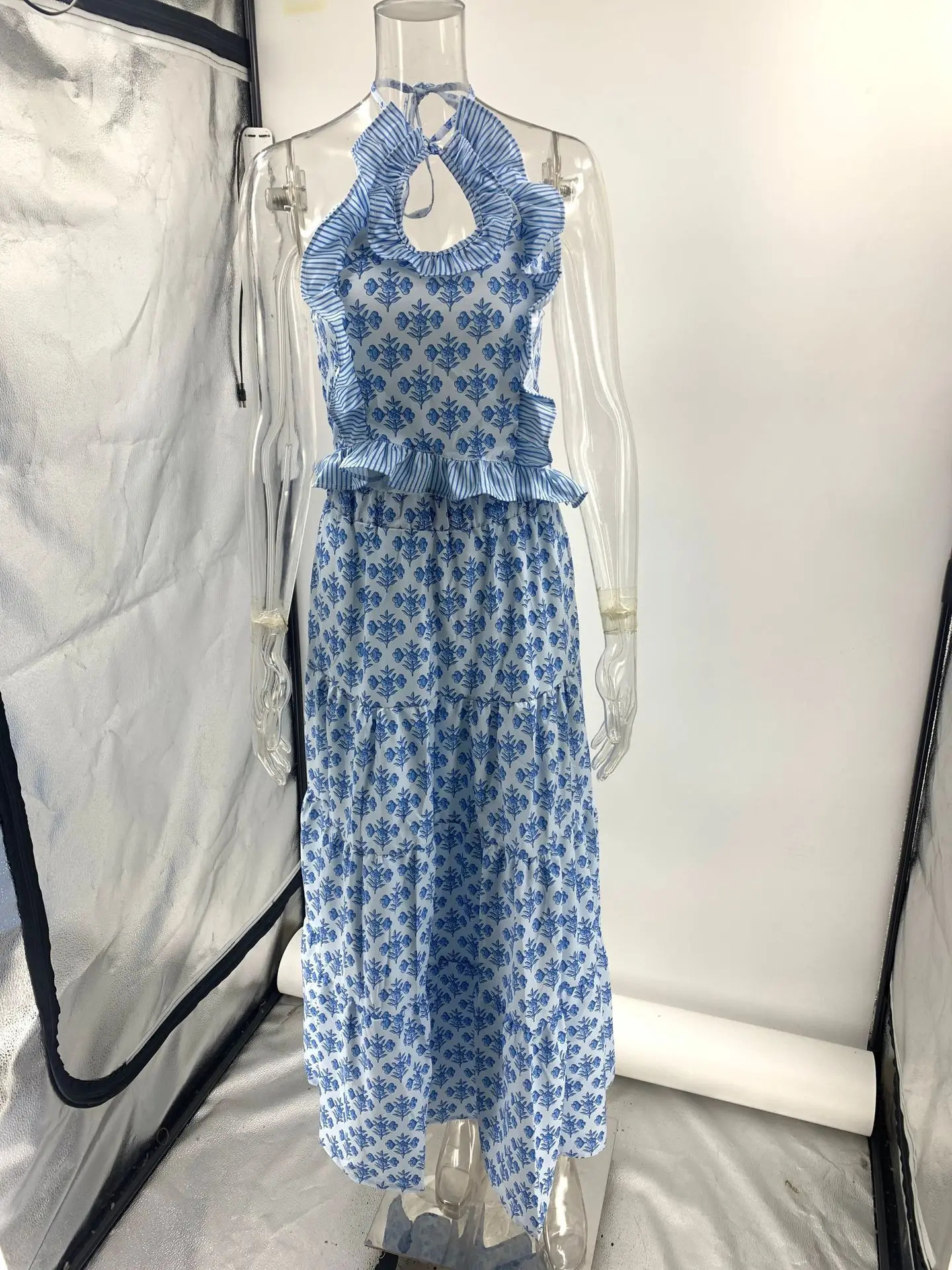 Ruffle camisole toplong sleeved set hollow lace slim crop vest pleated dress 2piece womens clothing 250430e