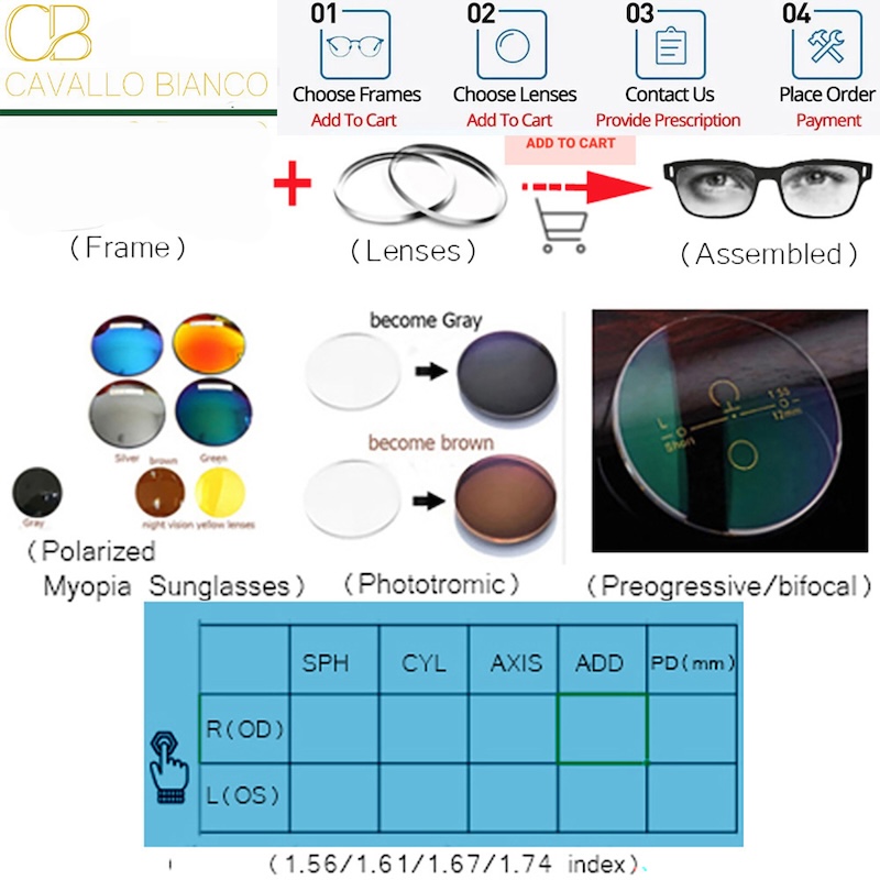 customized link for prescription lenses or logo frame
