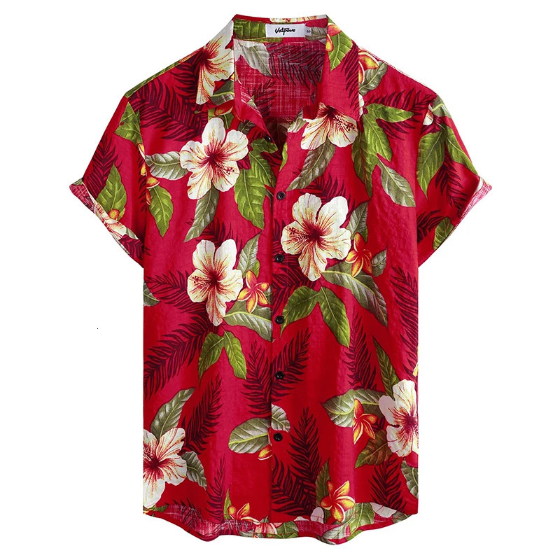 Mens casual Hawaiian floral shirt 3D full print short sleeved button down tropical beach shirt 250427