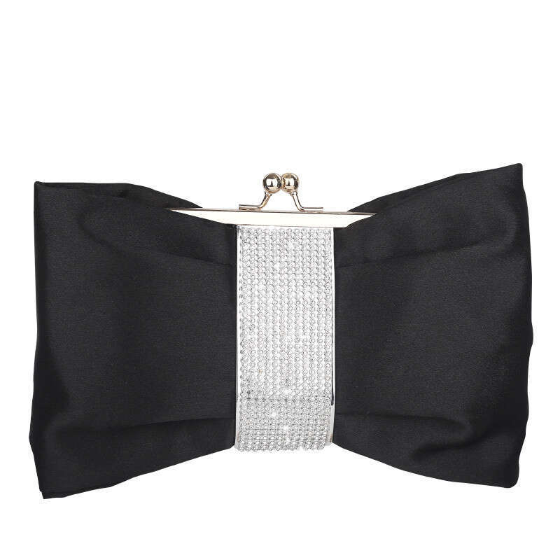 Dinner Bag Bowtie Pu Face Silk Single Shoulder Diagonal Cross Rhinestone Chain Makeup Princess Bag Banquet Handbag KQ