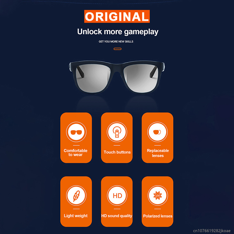 New C8 Lite Glasses Earphones Wireless Bluetooth HD Mic Call Headphones Light Weight Sunglasses Earbud HiFi Stereo Driving Headset