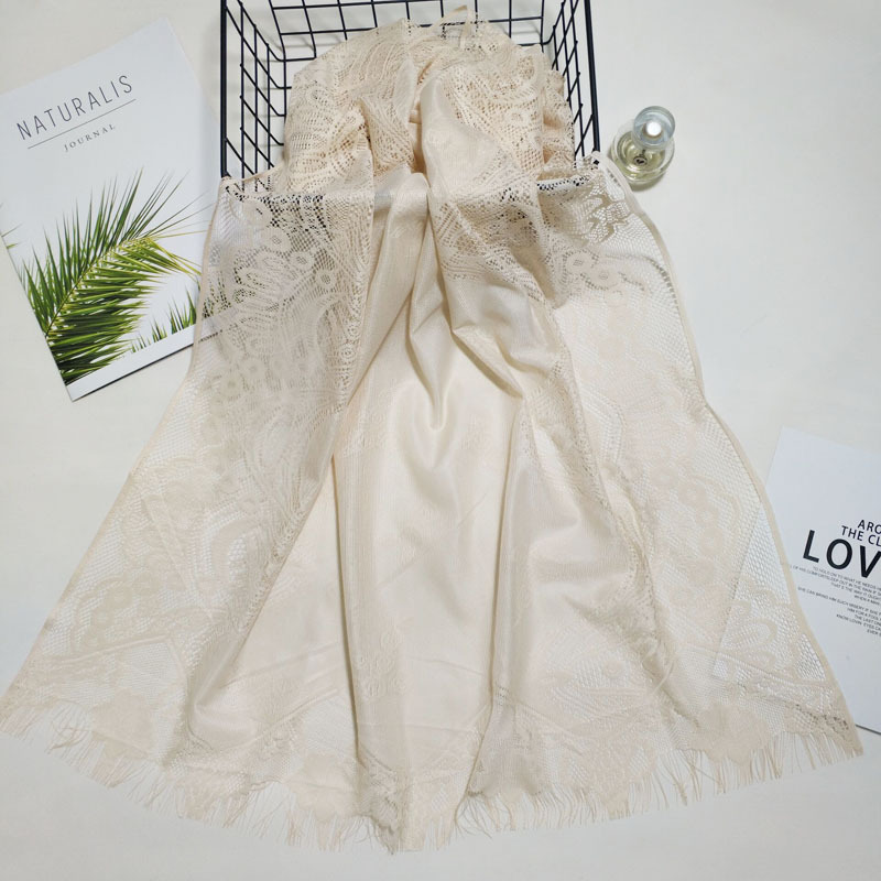 K602 Temperament small tassel LACE scarf New lace hollow scarf shawl dual-purpose Muslim headscarf
