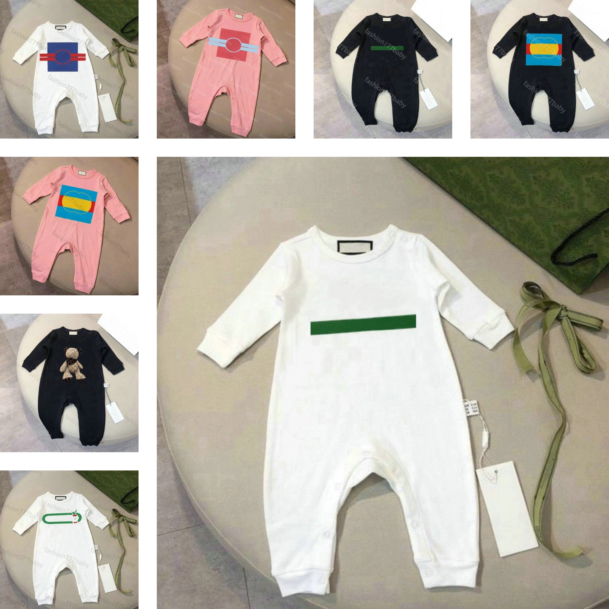 In stock newborn kids Rompers baby Boys girls Fashion designer print luxury pure cotton Sweat absorption comfort Long sleeve jumpsuit Kids Clothing