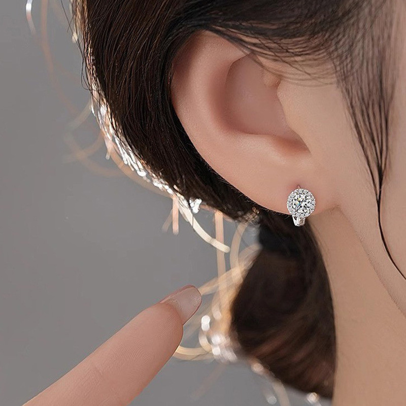S925 Sterling Silver Moissanite Sunflower Hoop Earrings for Women Hypoallergenic Lightweight Jewelry