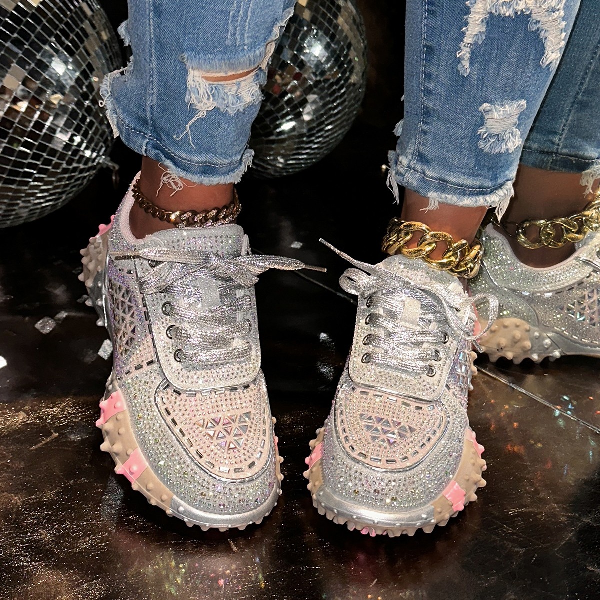 Women's Sport Shoes Crystal Sneakers Casual Fashion Anti slip Shoes Platform Shoes Woman 2025 Designer Brand Hiking Running Shoes Luxury Tennis S