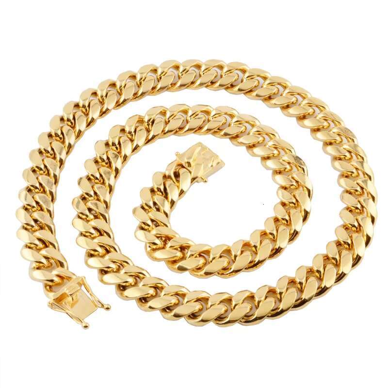 Designer necklace Wholesale Chunky 18k Gold Plated Cuban Chain Necklace Jewelry Men Women Hip Hop Stainless Steel Cuban Chain
