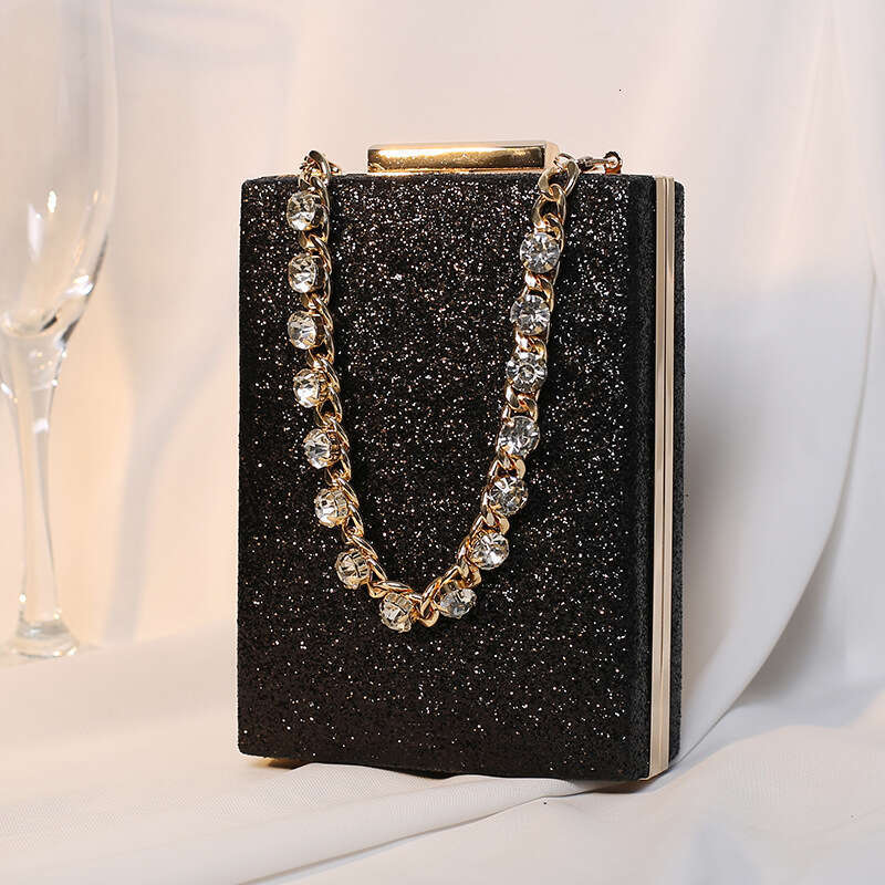 Dinner Bag New Bag With Rhinestone Chain Hand Held Crossbody Square Women S Small Bag Socialite Banquet Handbag KQ
