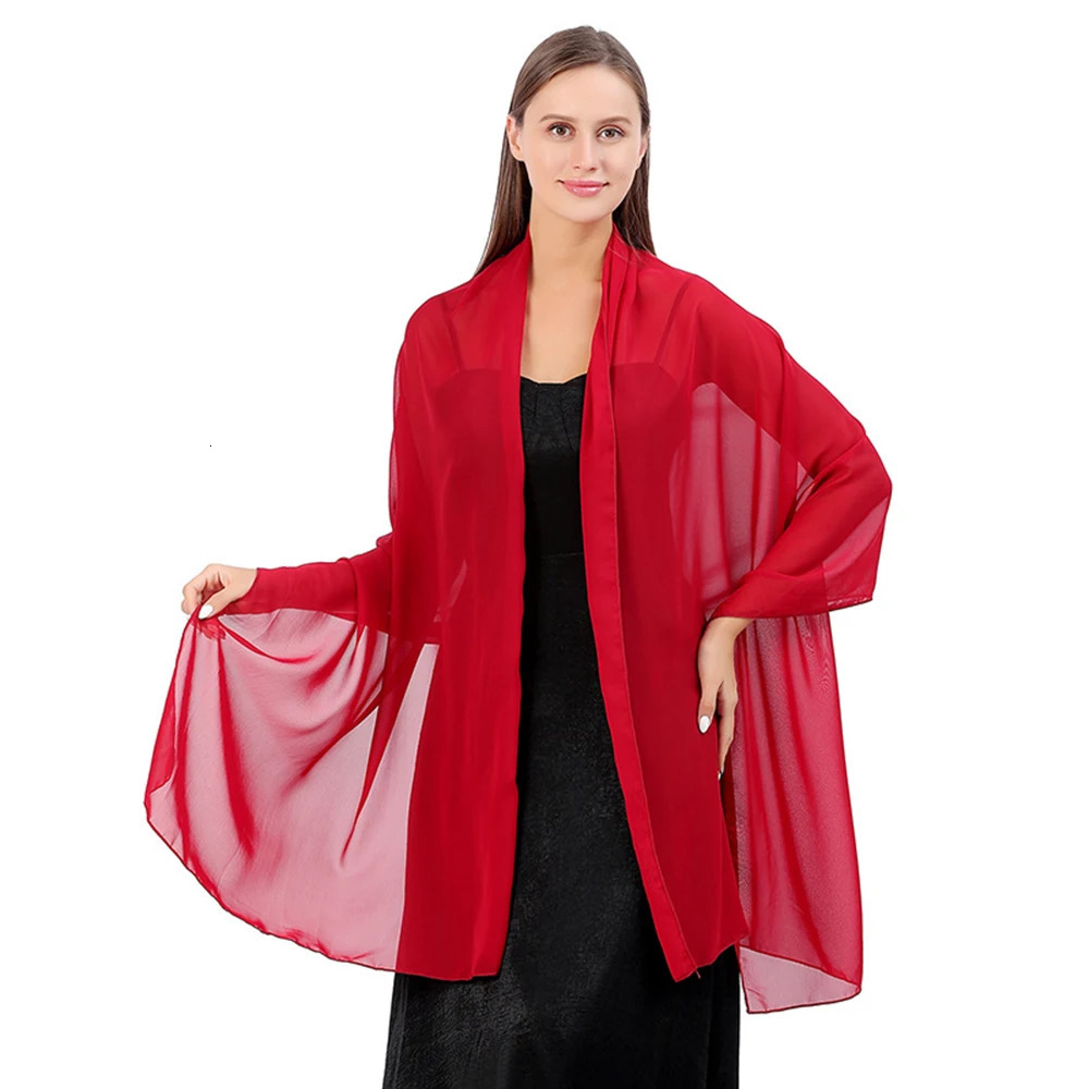 1pc Solid Chiffon Bridal Shawl Set Elegant Capelet Wrap for Wedding Dresses Convertible Evening Gala Accessories Shawl 250430