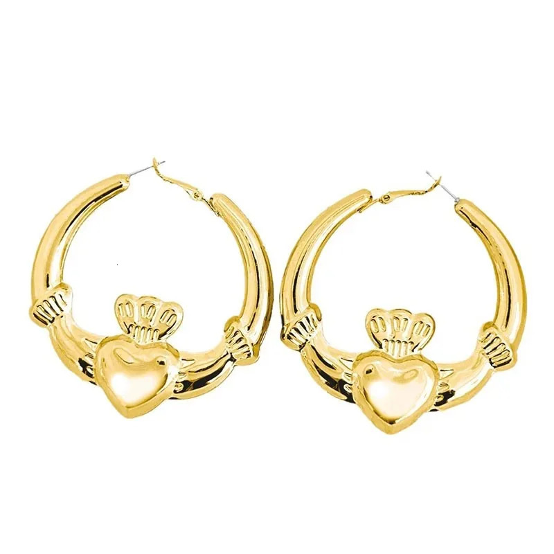 Big guy Claddagh ring earrings womens strong heart earrings Valentines Day gift cute statement jewelry 250428