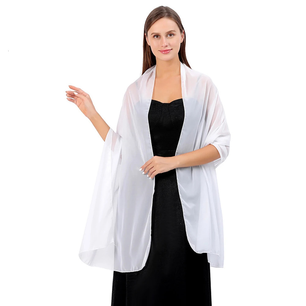 1pc Solid Chiffon Bridal Shawl Set Elegant Capelet Wrap for Wedding Dresses Convertible Evening Gala Accessories Shawl 250430