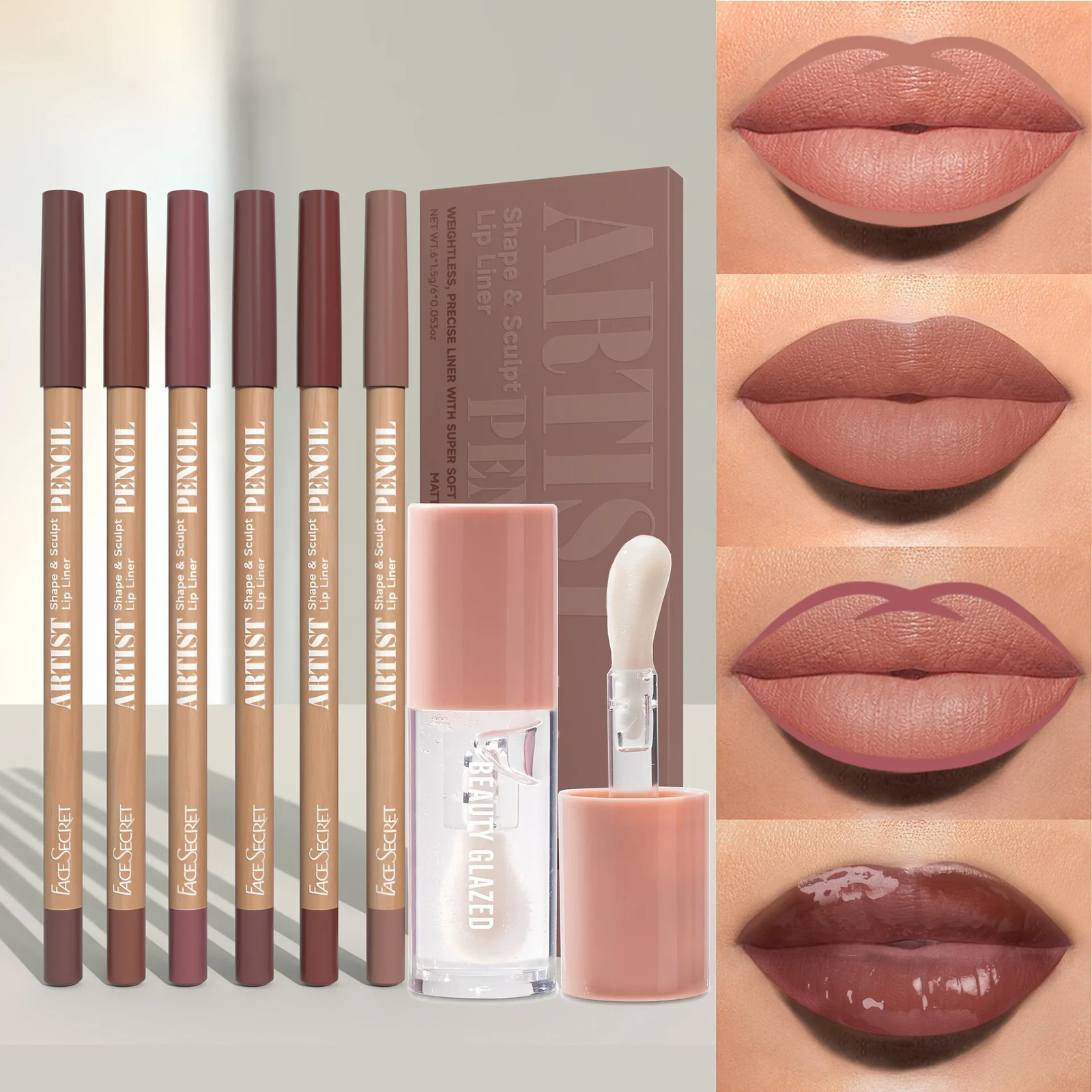 7-piece lip set velvet matte waterproof lip linerlip oil set durable matte lip pencil lip liner makeup set 250429