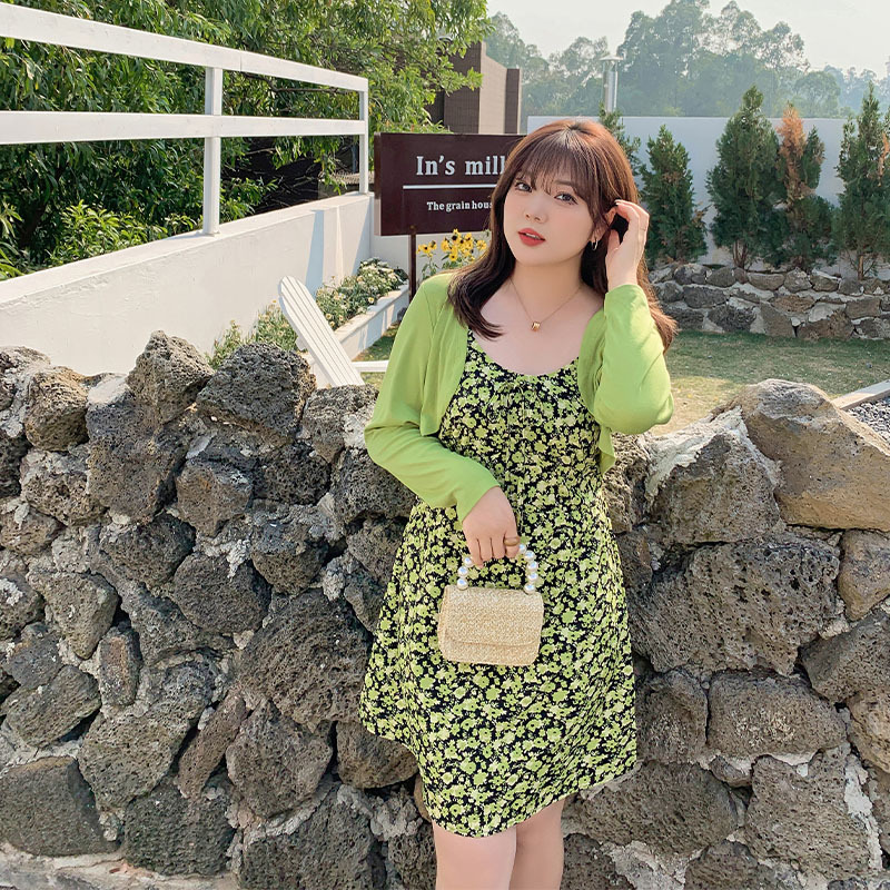D303 Plus Size Women's Floral Sling Dress Shawl Top