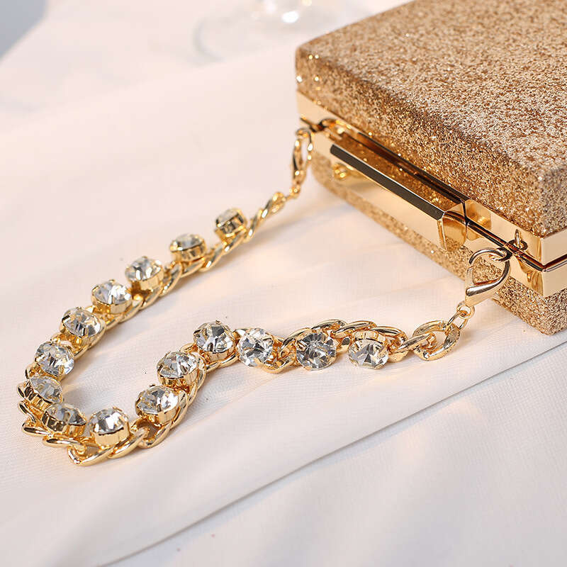 Dinner Bag New Bag With Rhinestone Chain Hand Held Crossbody Square Women S Small Bag Socialite Banquet Handbag KQ