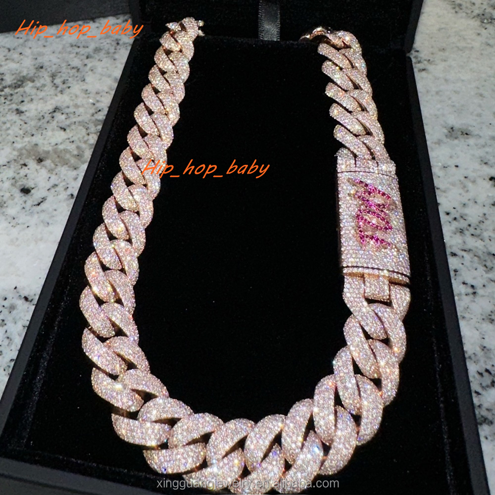 Iced Out Moissanite Heavy Chain for Men 13mm-22mm Width S925 Solid Silver Gold Plated VVS Moissanite Diamond Cuban Link Chain