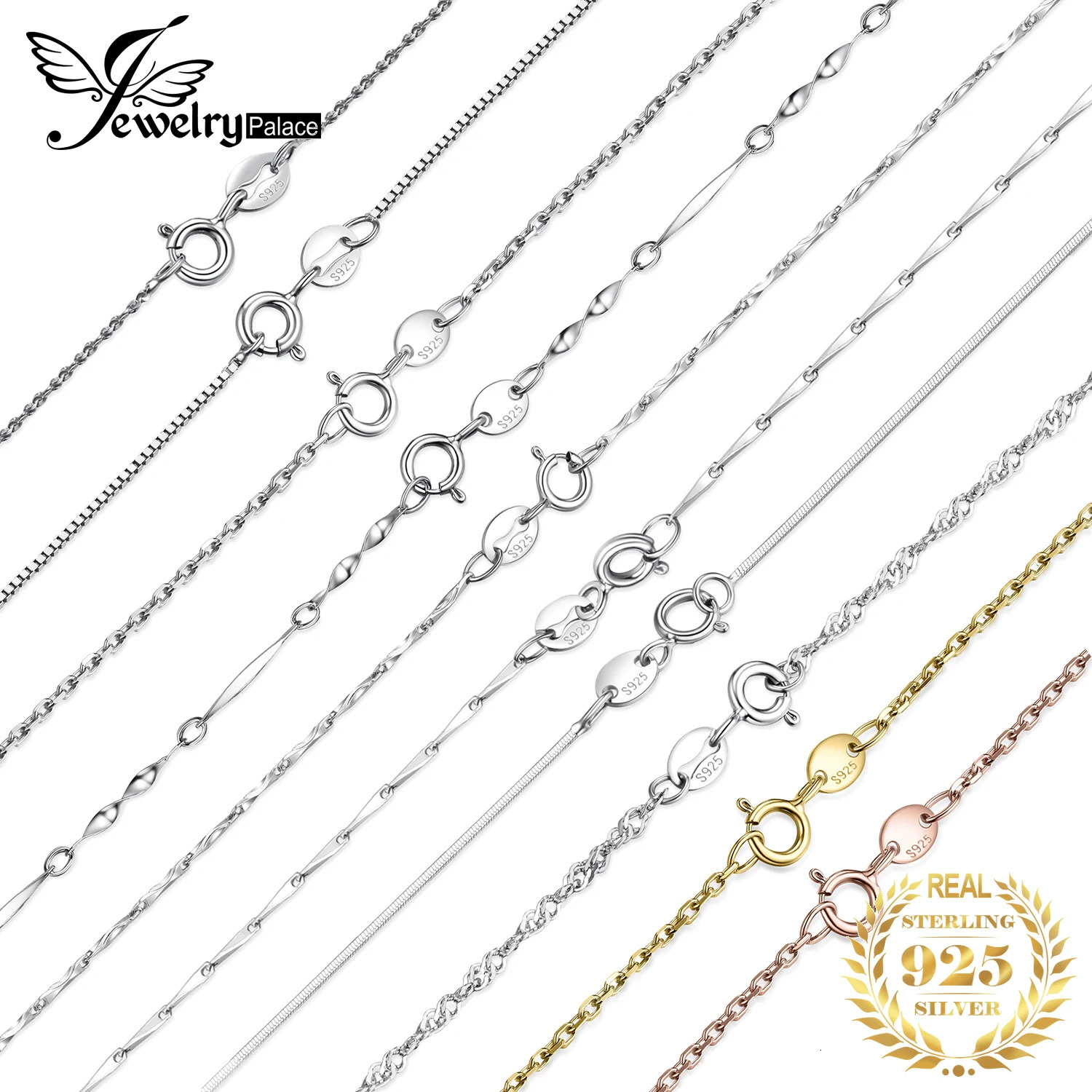 Jewelry genuine 100% 925 sterling silver necklace Ingot twisted trajectory Belcher snake bar Singapore box chain necklace for women 250425