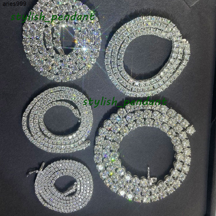 Custom Chain Necklace 925 Sterling Silver Bling Jewelry 3mm 7-24inch in Stock Pass Diamond Tester Moissanite Tennis Chain