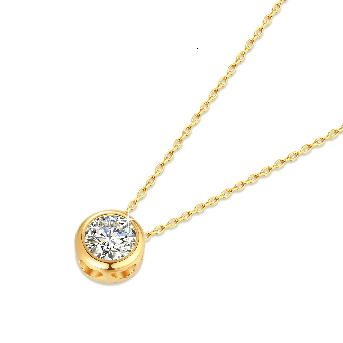 100% Real 18k Gold Necklace With Moisanite 0.5ct D Color VVS1 Certificated Dubai AU750 Jewelry For Women Wedding Gift Wholesale 250420