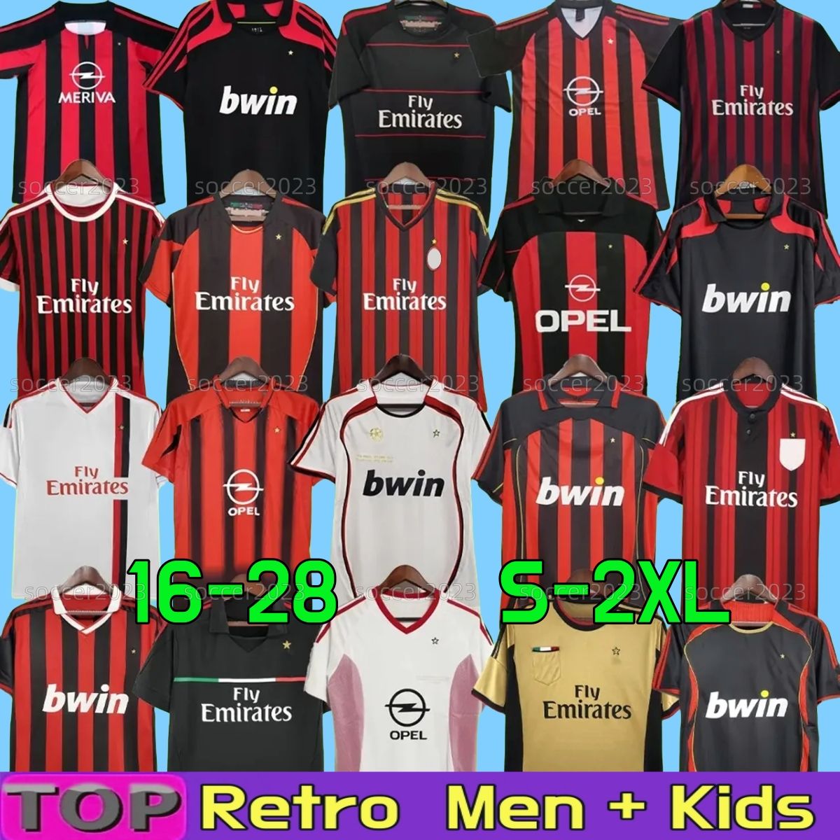 2006 07 Retro shirt home kids 95 96 97 Gullit SOCCER JERSEY 90 91 02 03 04 05 Maldini Van Basten aC Milanese football RONALDO KAKA Inzaghi 09 10 Rivaldo SHEVCHENKO Baresi