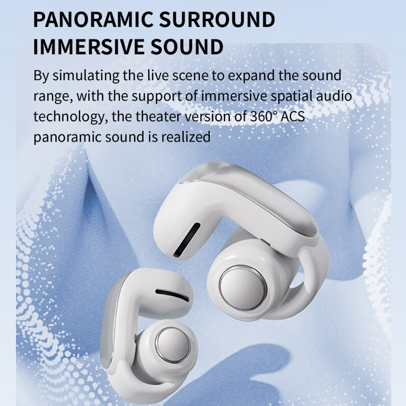 New V12 Ear Clip Earphone Wireless Bluetooth 5.3 Headphones Sports Gaming Open Headset HiFi Stereo Earbuds 350mAh Long Standby