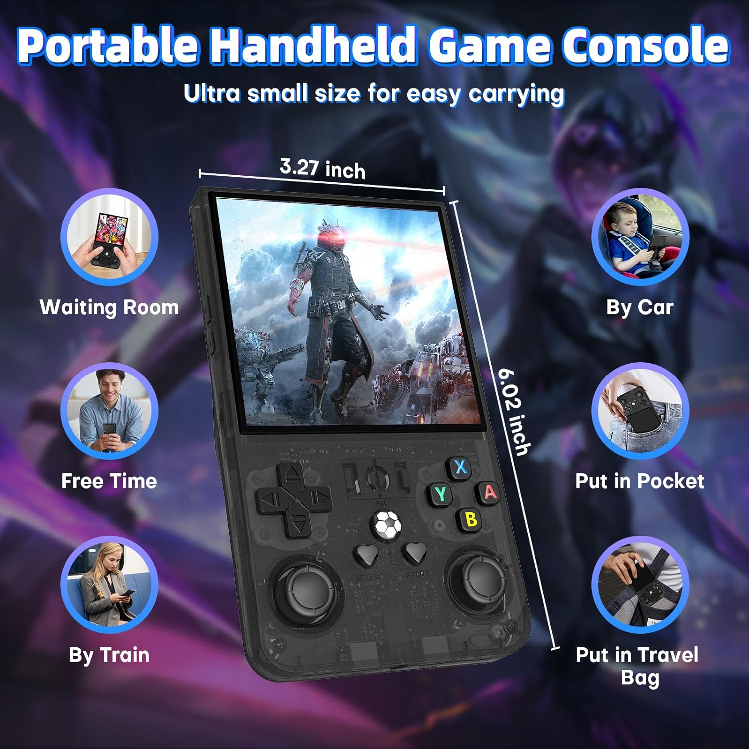 R36 Max Retro Game Console, with 64G Built-in 18000+ Games, 4000mAh Rechargeable, Support 30+ Simulators, Linux System, 4.0 Inch IPS Screen Portable P