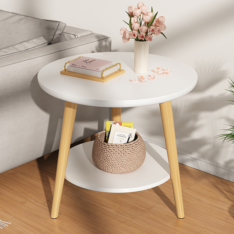 B532 Coffee table double layer small round table living room small coffee table mini table bedroom shelf
