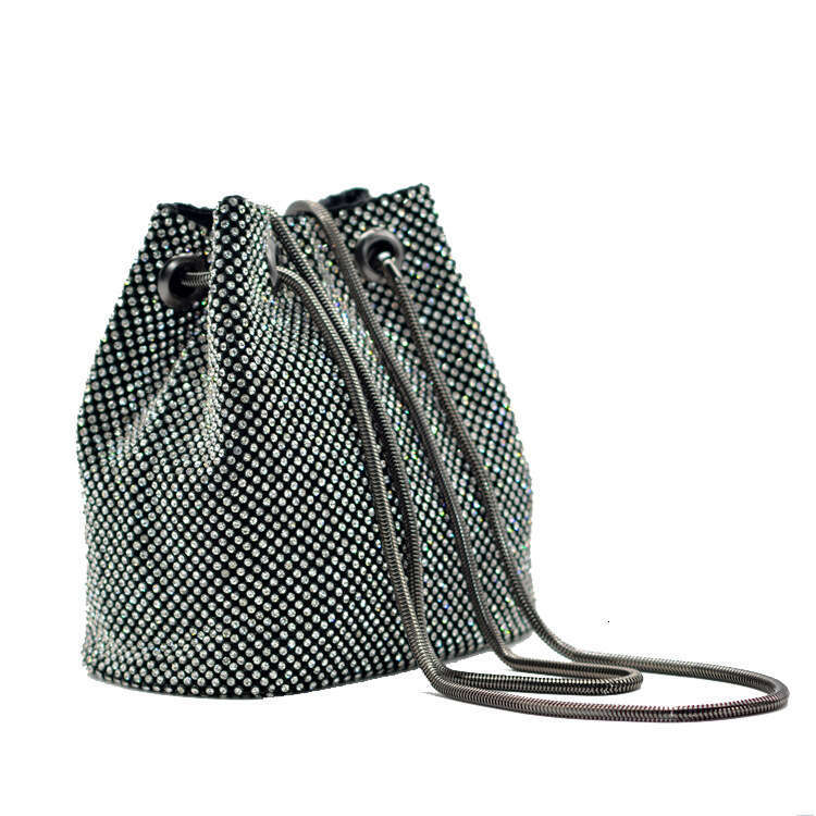 Dinner Bag Dinner With Inlaid Sequins Water Evening Dress Bag Internet Famous Banquet Net Diamond Diagonal Cross Bucket Bag KQ