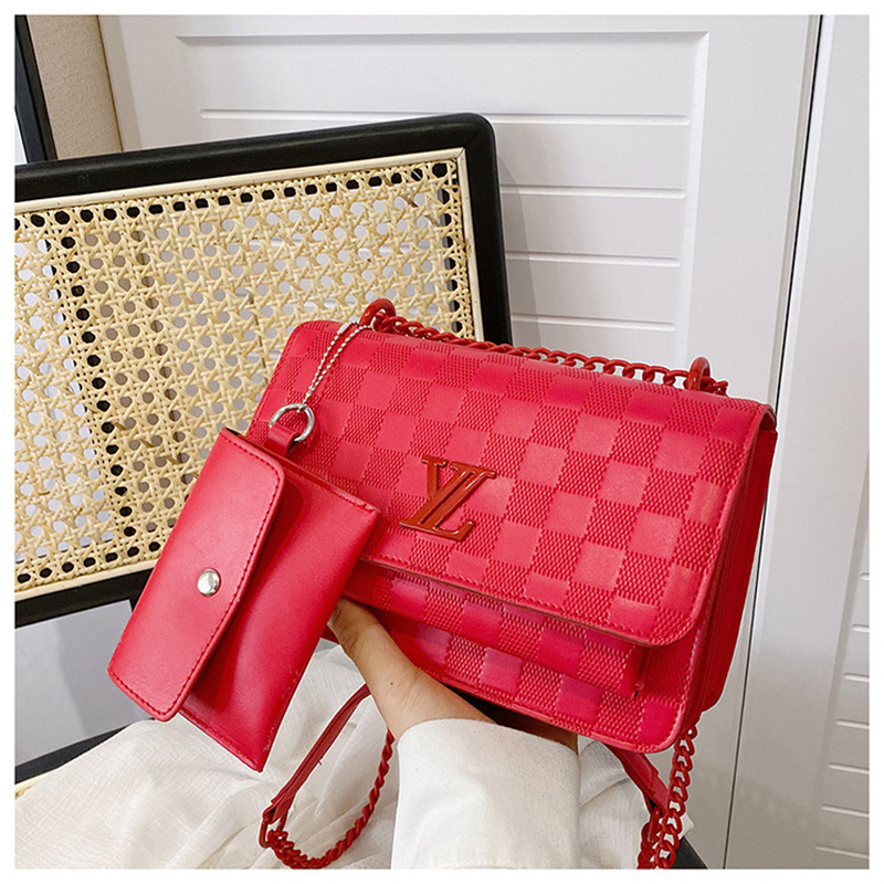 Designer bag free shipping 2025 fashion small square bag premium texture chain grid luxury bag women single shoulder crossbody bag