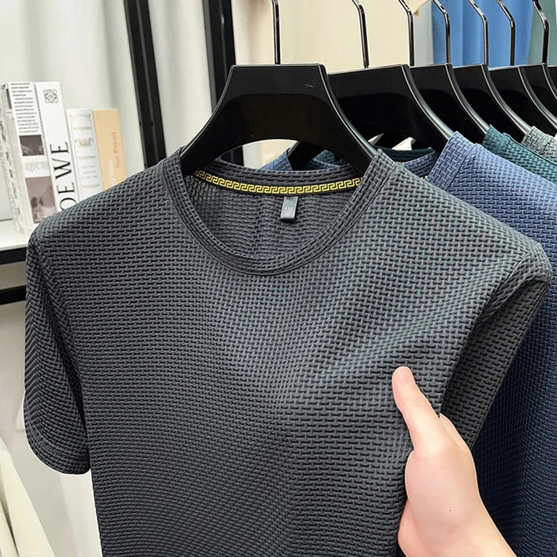 mens casual and fashionable bone flower short sleeved round neck Tshirt breathable comfortable summer top 250430Z