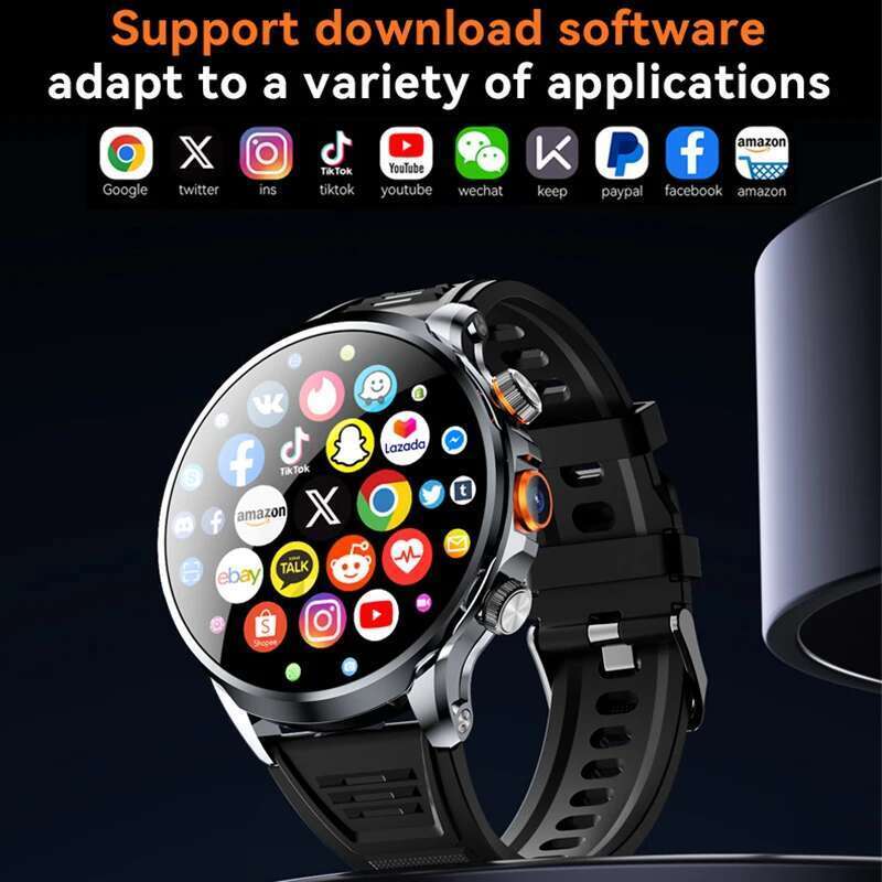 8GB+128GB RAM 5G/4G Smart Watch 1.95 inch 680*680 AMOLED 1100mah Battery 500W Camera GPS WIFI Google APP Download Smartwatch Men