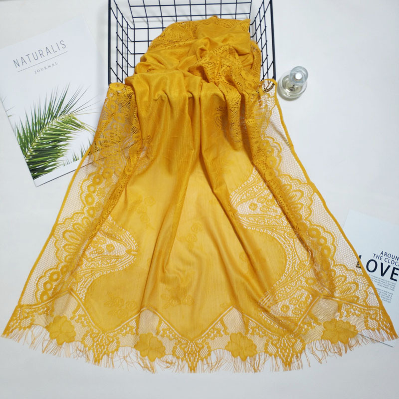 K602 Temperament small tassel LACE scarf New lace hollow scarf shawl dual-purpose Muslim headscarf