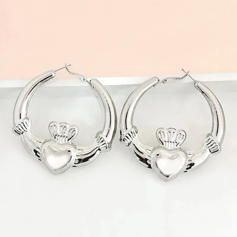 Big guy Claddagh ring earrings womens strong heart earrings Valentines Day gift cute statement jewelry 250428