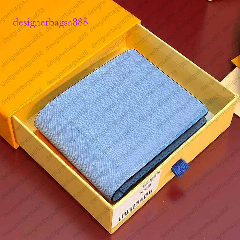 top high quality New card holder designer wallet men short wallets top mirror quality purse sky blue yellow cardholder with box designerbagsa888