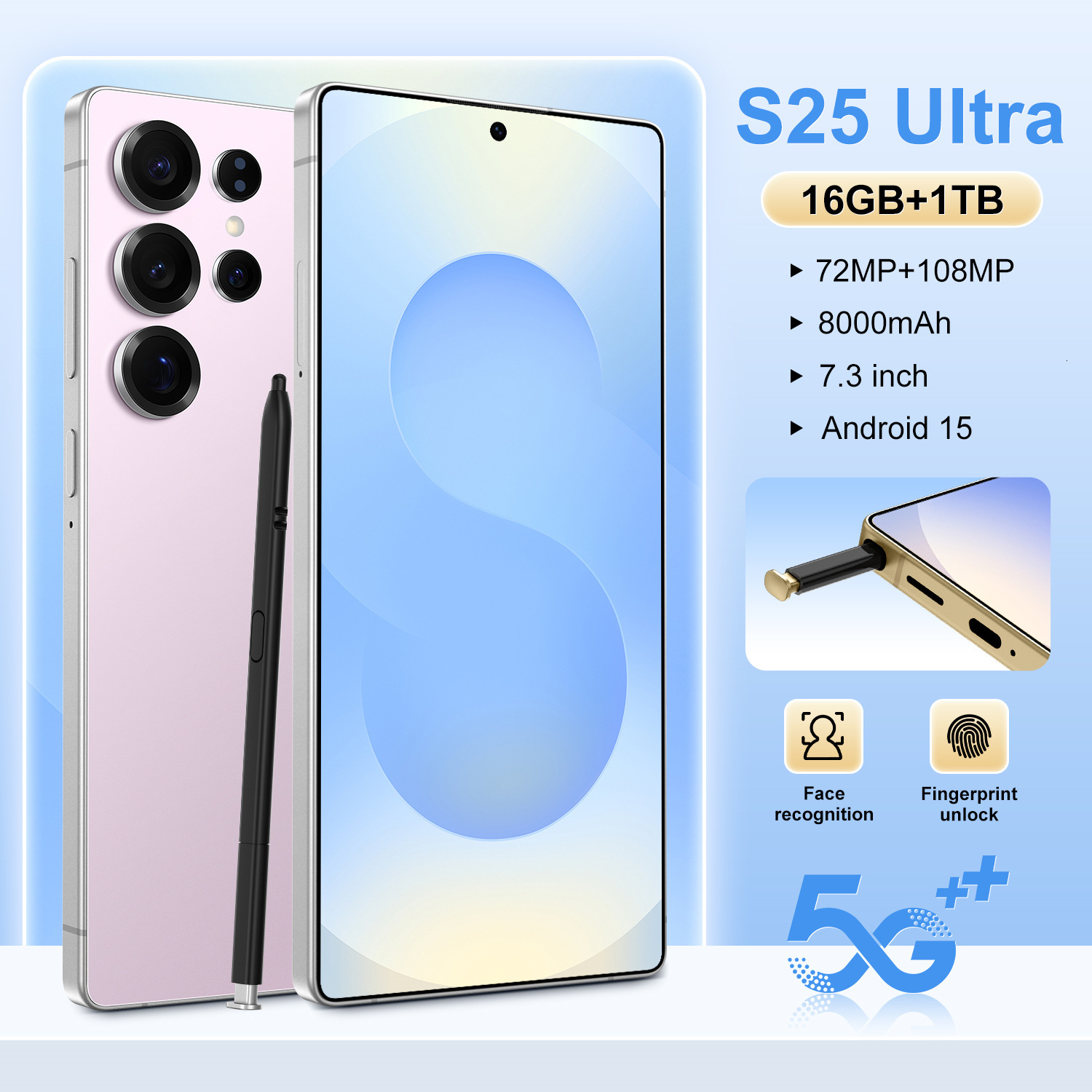 Brand New Unboxed Phone S25 Ultra with Large 7.3-Inch Screen - Android OS, 16GB + 1TB Storage