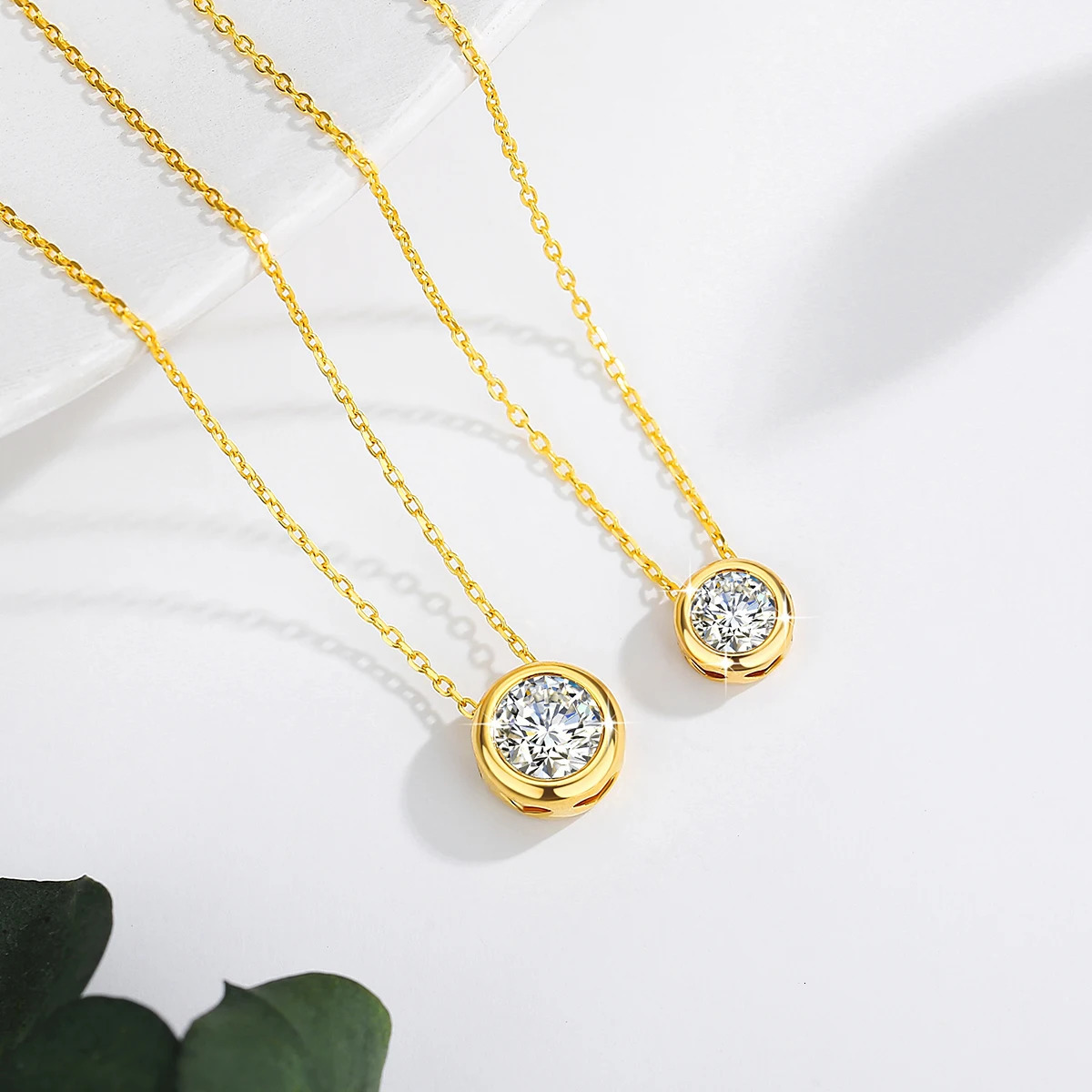 100% Real 18k Gold Necklace With Moisanite 0.5ct D Color VVS1 Certificated Dubai AU750 Jewelry For Women Wedding Gift Wholesale 250420