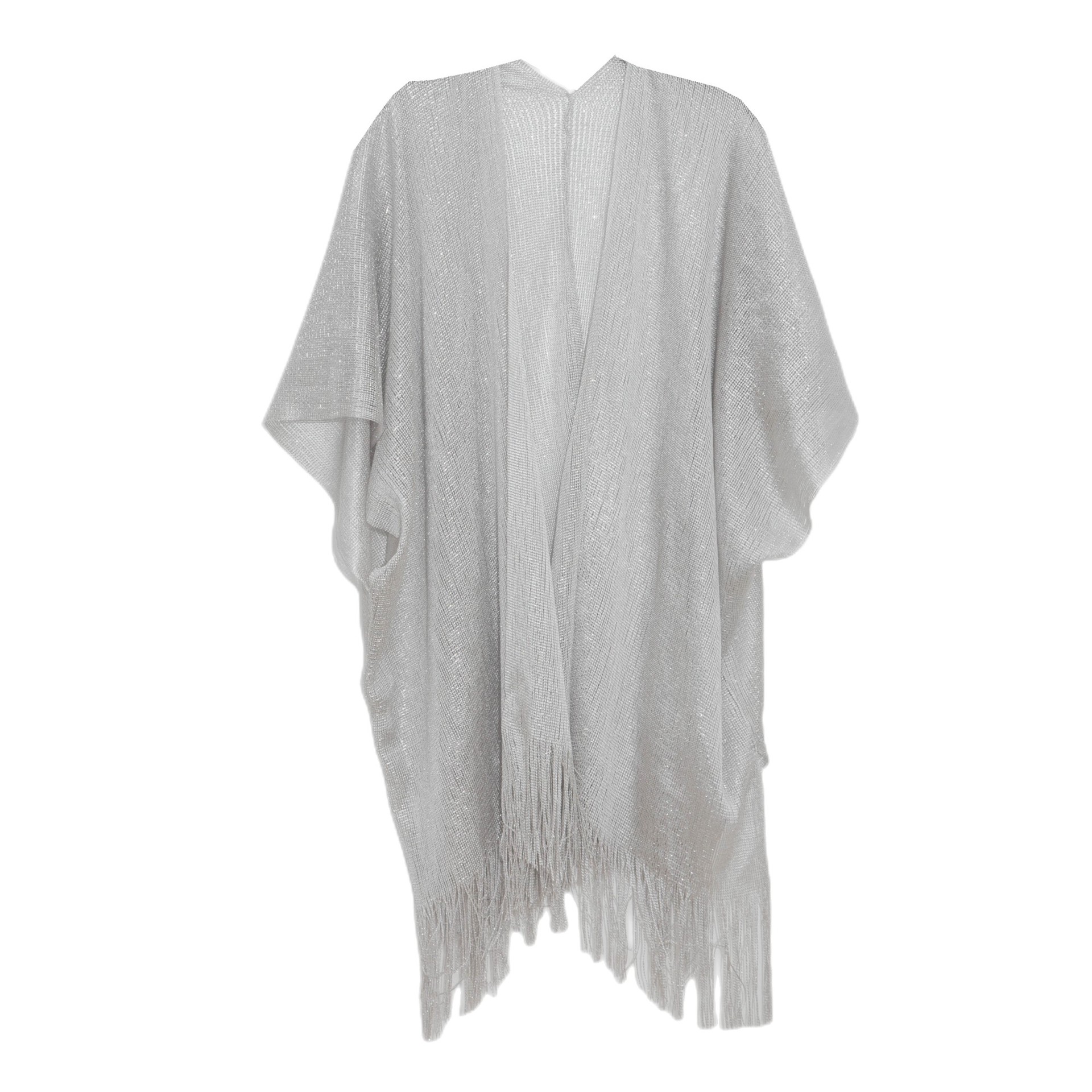 K604 Cross-border hot foreign trade European and American new cuffs gold and silver silk tassel cape female solid color summer transparent thin shawl