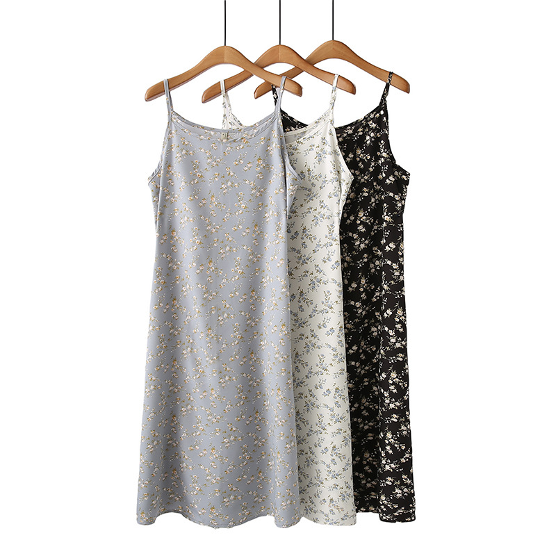 M205 Women's summer style fat and thin loose versatile pullover floral suspender dress
