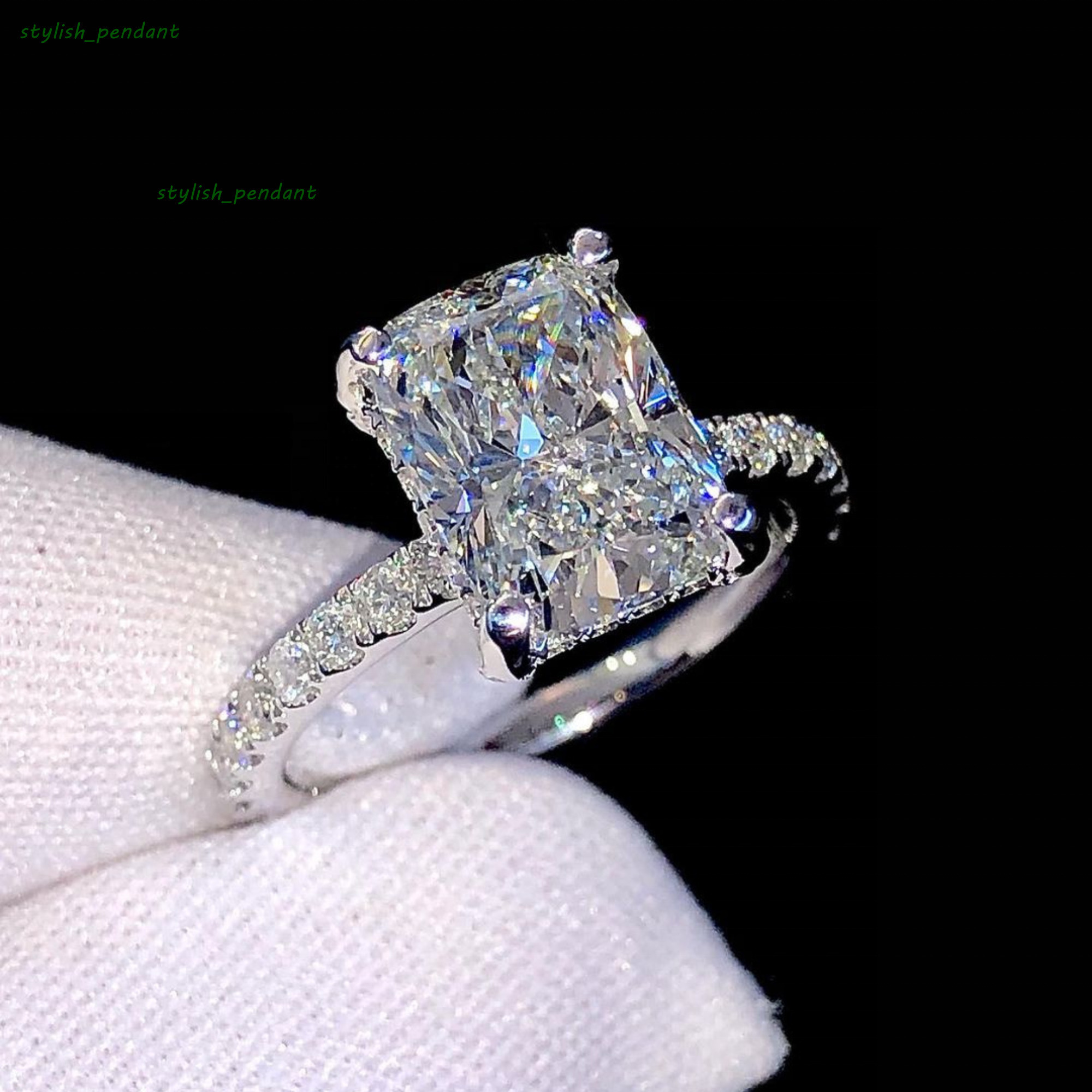 Top Selling 3.25 ct Moissanite Radiant Cut Original Wedding Ring in 18k Yellow Gold Fine Jewelry Rings Wholesale