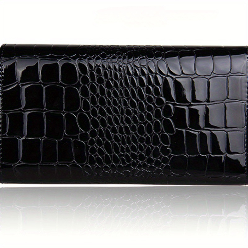 Lacquer leather handbag with large capacity crocodile pattern bag