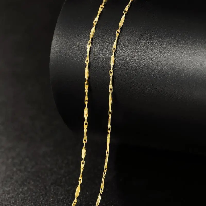HON Pure 14k gold-plated necklace for women real gold box/cross/snake bone/water wave/Kravik chain jewelry 250425