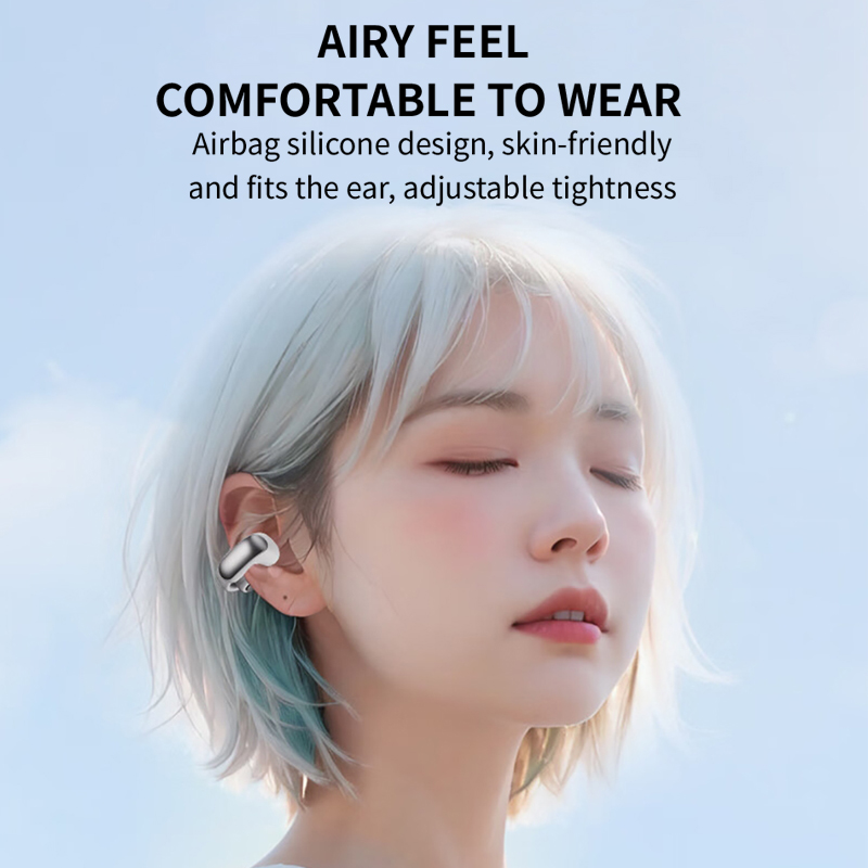 New V12 Ear Clip Earphone Wireless Bluetooth 5.3 Headphones Sports Gaming Open Headset HiFi Stereo Earbuds 350mAh Long Standby