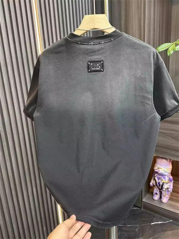 Free shipping designer Mens T-Shirts 2025 Summer Round Neck Embroidered Short Sleeve T-shirt with Dyeing Fashionable and Versatile Casual Half Sleeve