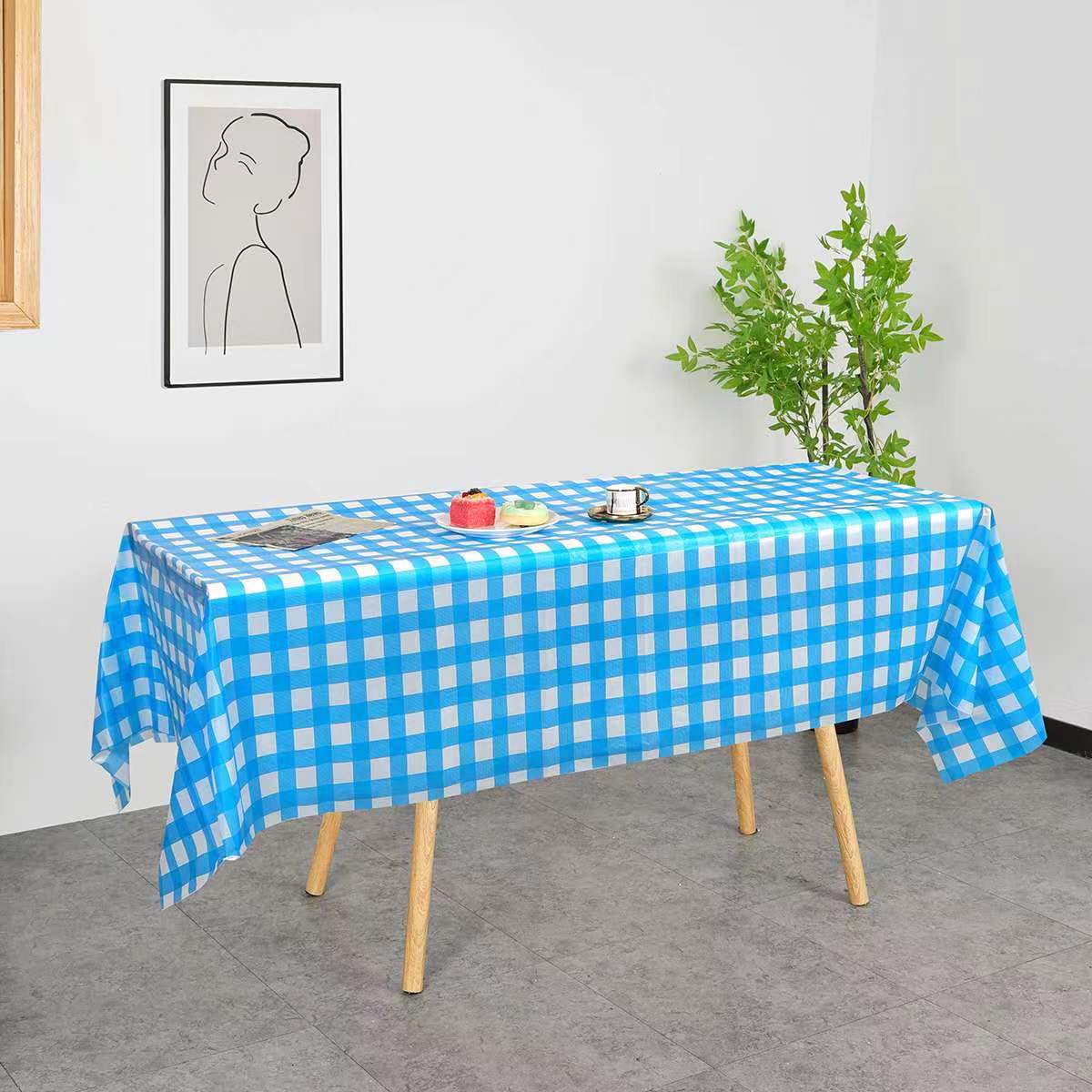 W47 Factory Direct Sales Spot Wholesale Plaid Party Tablecloth Disposable Plastic Tablecloth