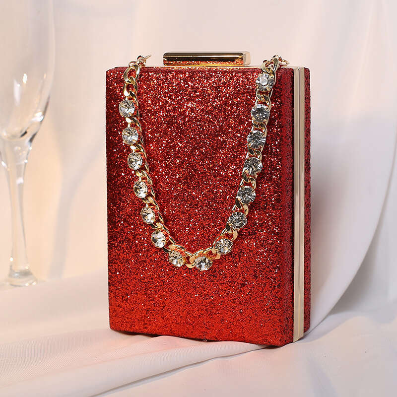 Dinner Bag New Bag With Rhinestone Chain Hand Held Crossbody Square Women S Small Bag Socialite Banquet Handbag KQ